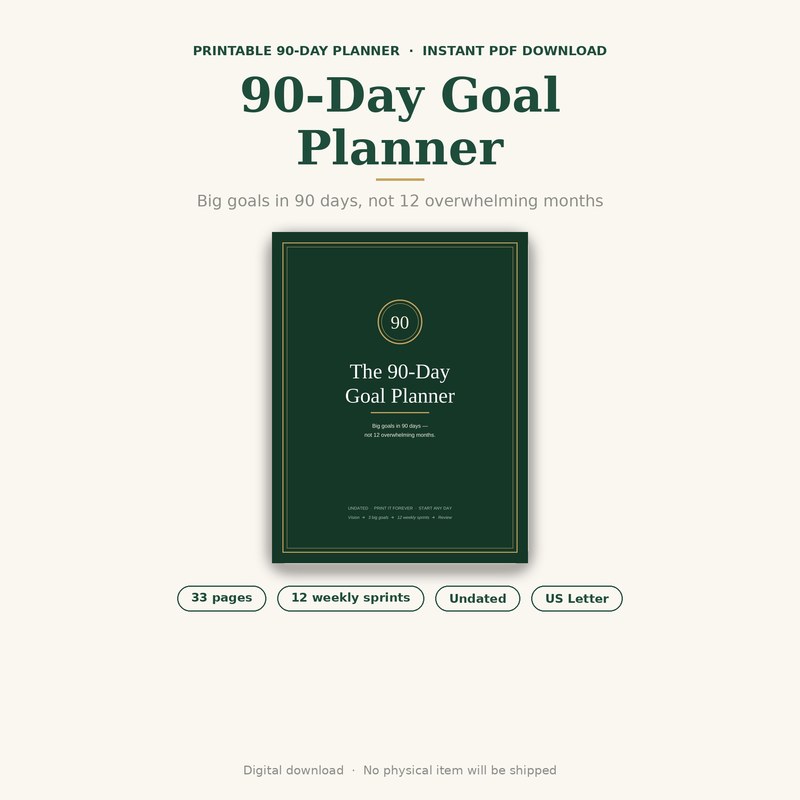 90-Day Goal Planner (Undated Printable)