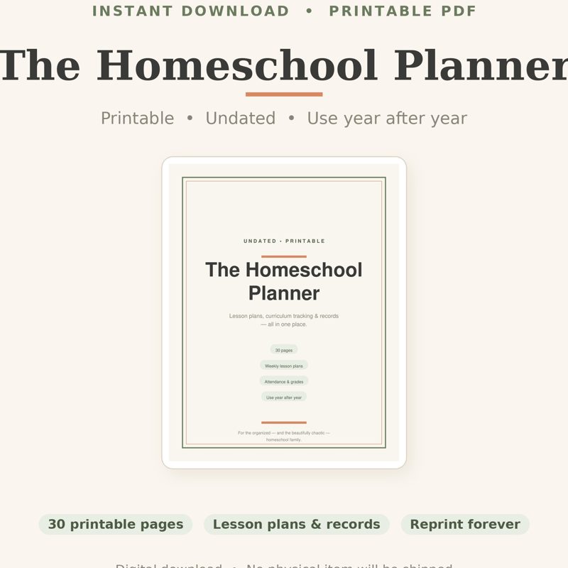 Homeschool Lesson Planner