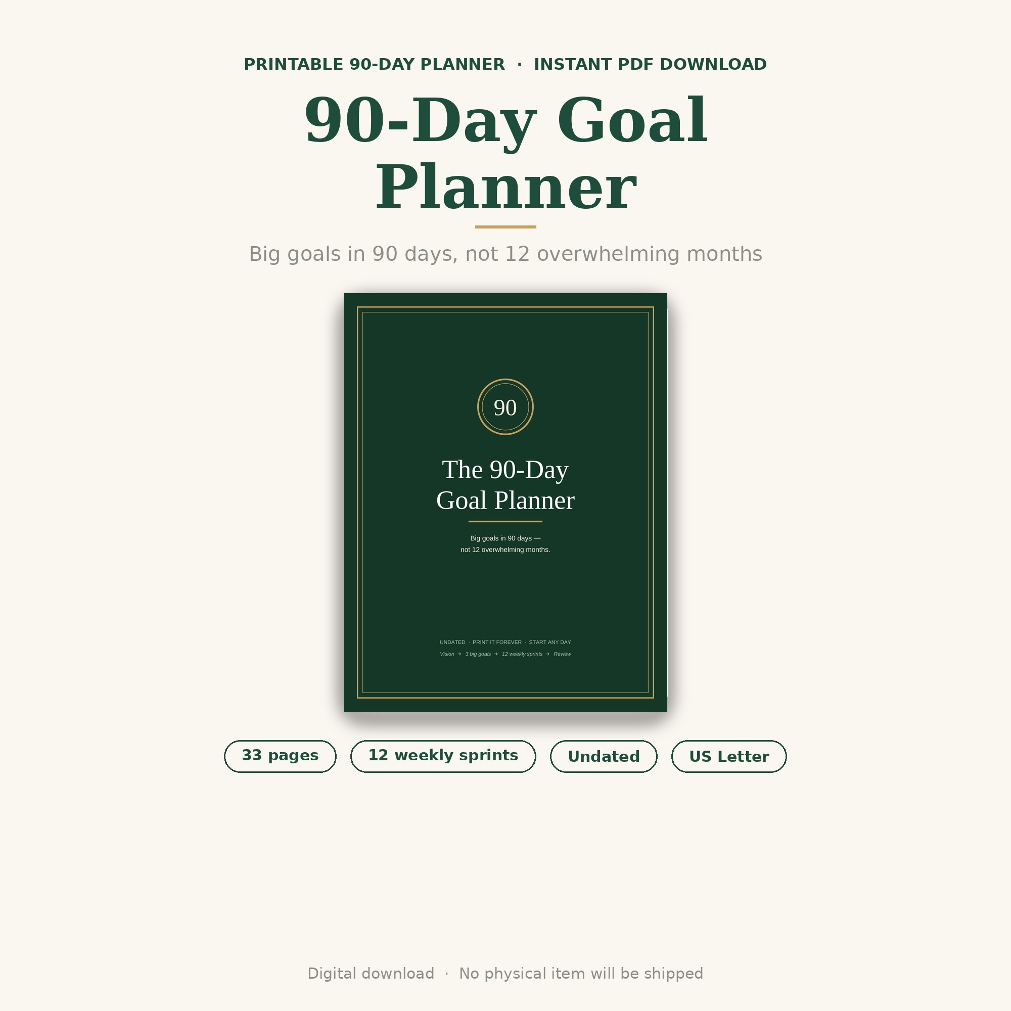 90-Day Goal Planner (Undated Printable) preview