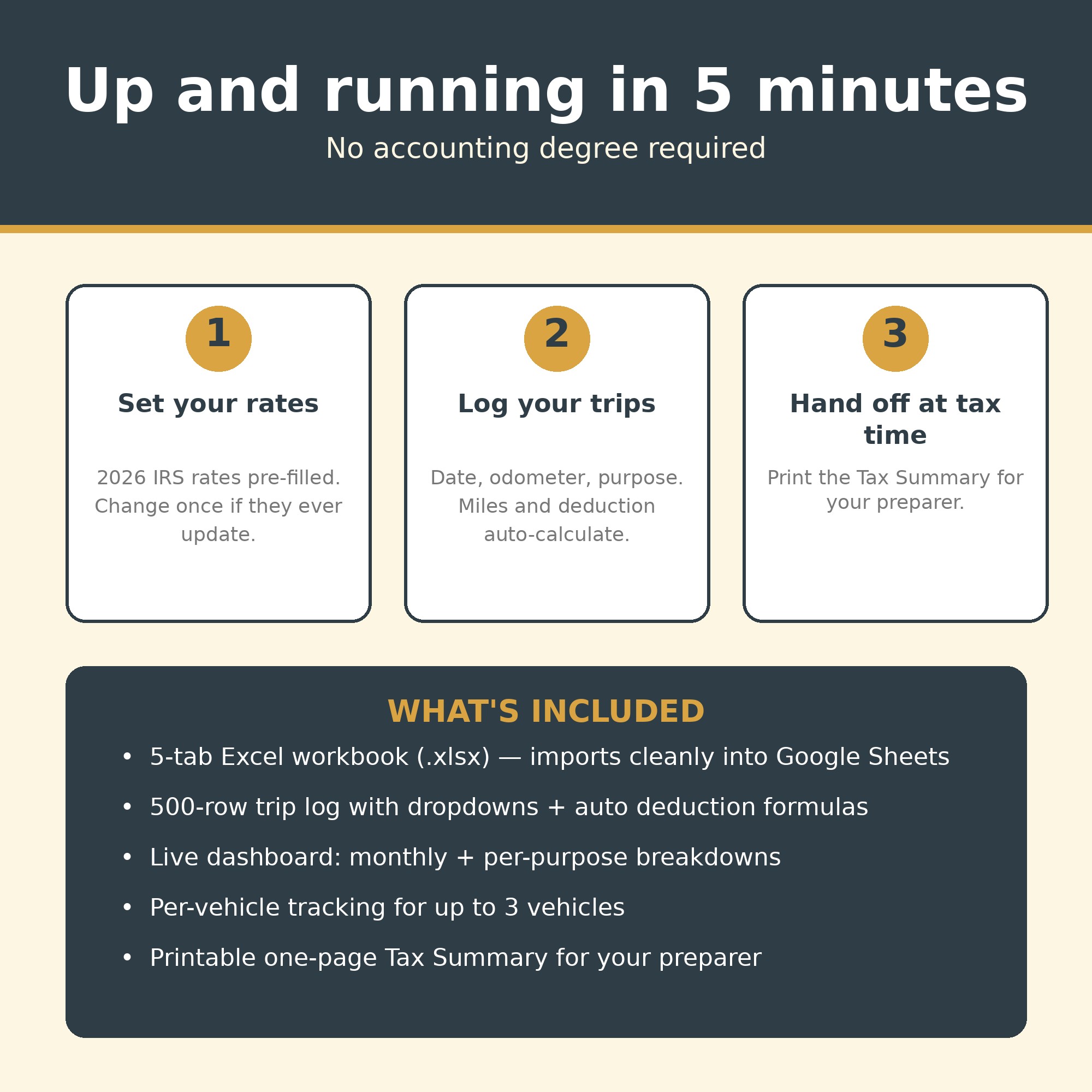 Mileage Log Spreadsheet – 2026 IRS Rate Built In thumbnail 4