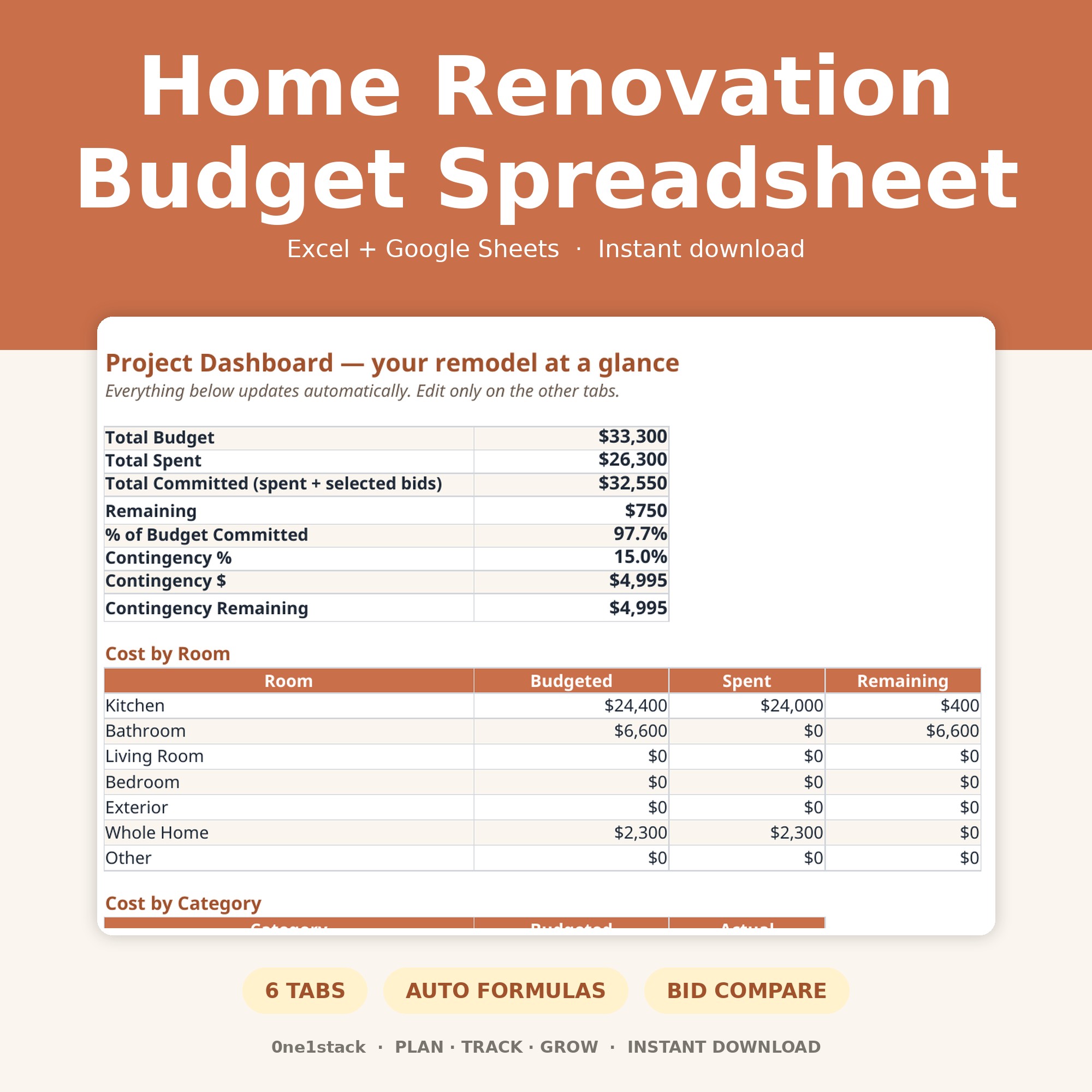 Home Renovation Budget Spreadsheet preview