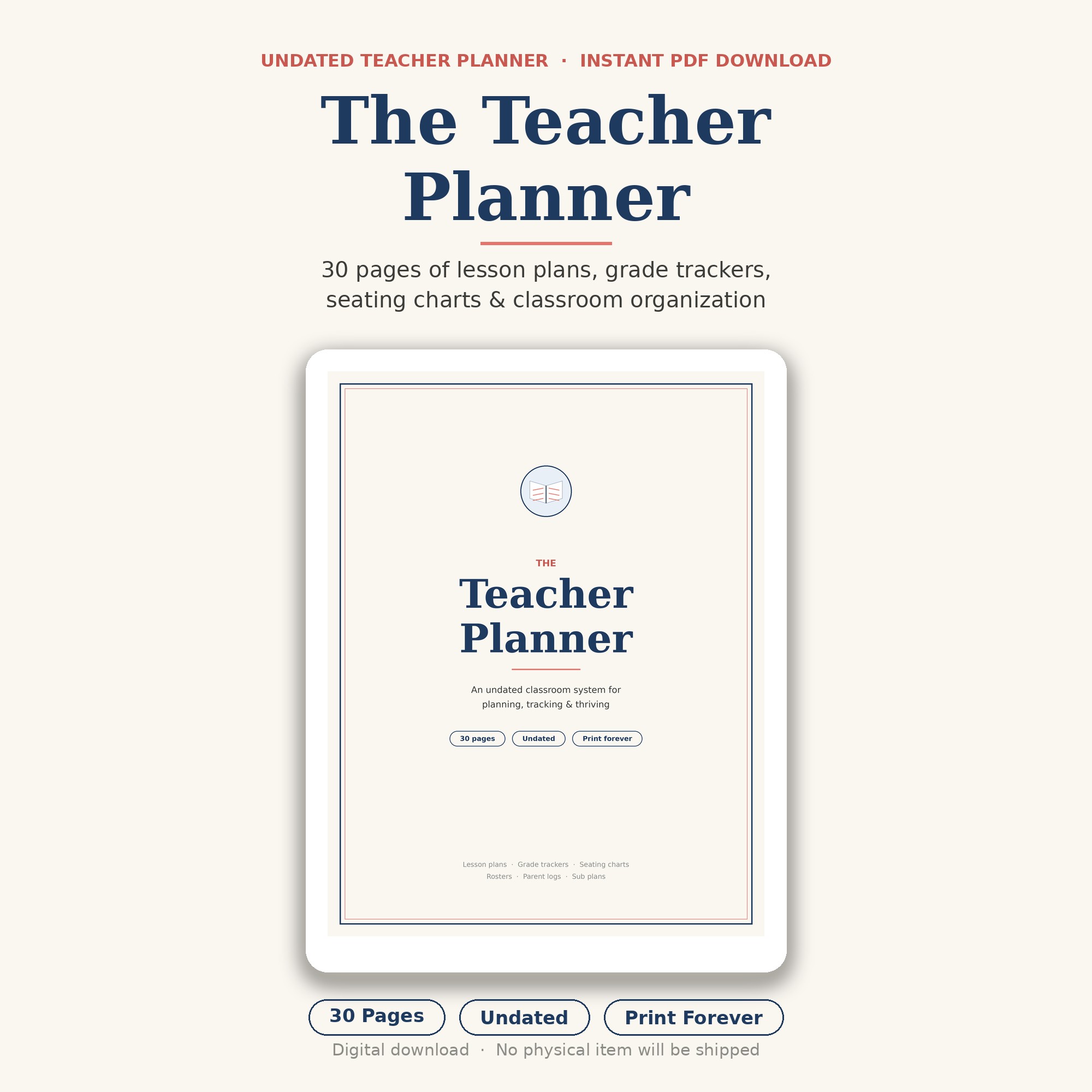 Teacher Planner Printable (Undated) preview
