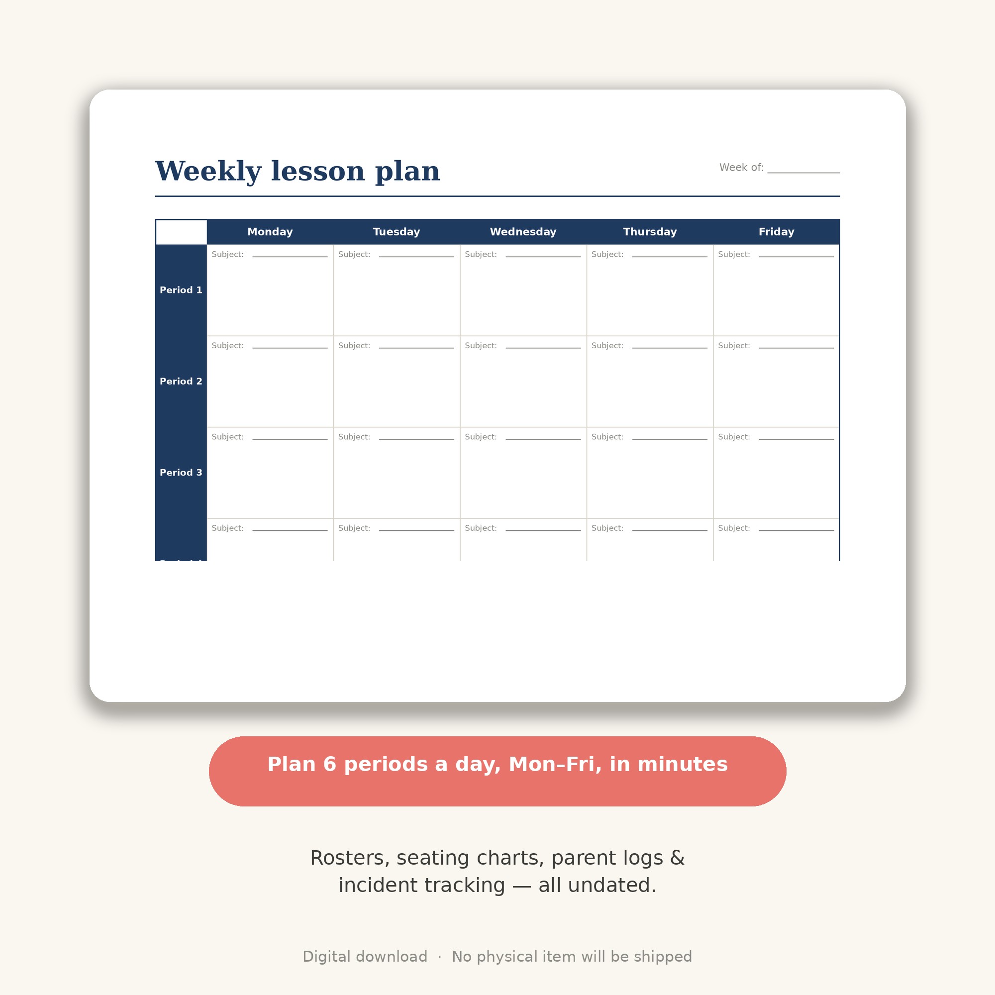 Teacher Planner Printable (Undated) thumbnail 3